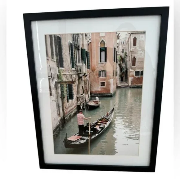 Pottery Barn Artwork Gondilier By Justine Milton, 16 x 20 Framed Print w/Mat NIB